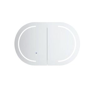 Attica 900mm Matte White Bentwood Oval LED Shaving Cabinet with Powerpoint