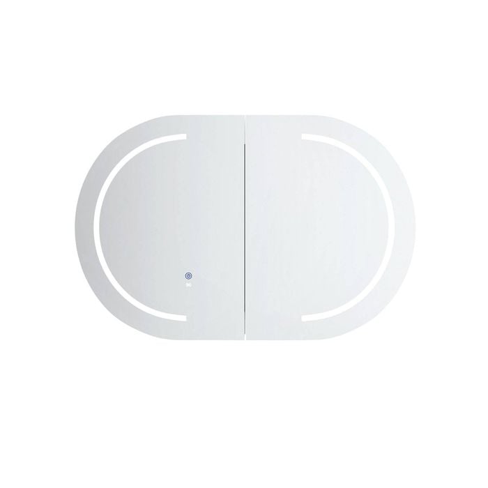 Attica 900mm Matte White Bentwood Oval LED Shaving Cabinet with Powerpoint