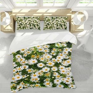 3D White Daisies 213 Bed Pillowcases Quilt King Size