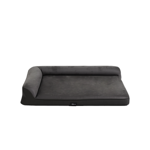 Petzly Dog Bed with L-Shaped Bolsters Removable Washable Cover Grey Medium
