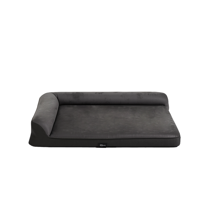 Petzly Dog Bed with L-Shaped Bolsters Removable Washable Cover Grey Medium