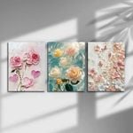 3pcs Vibrant Floral Colourful Roses Print 100% Australian Made 3 x 40x60cm (Metal Print)