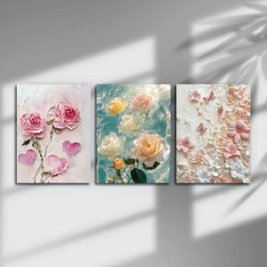 3pcs Vibrant Floral Colourful Roses Print 100% Australian Made 3 x 40x60cm (Metal Print)