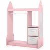 Costway Kid Wardrobe Clothes Rack Coat Stand W/mirror Dress Up Center