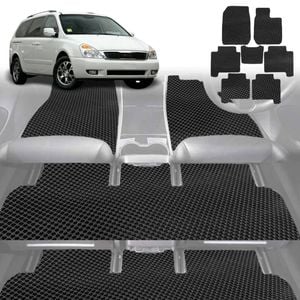 6D Diamond Car Floor Mats for Kia Carnival 2006-2014-Ultimate Set-Black-Outback GT