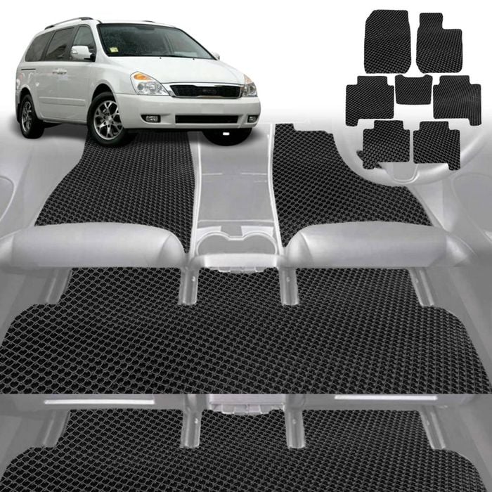 6D Diamond Car Floor Mats for Kia Carnival 2006-2014-Ultimate Set-Black-Outback GT
