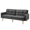 Oikiture Sofa Bed Convertible Velvet Lounge Couch 3-Seater Grey
