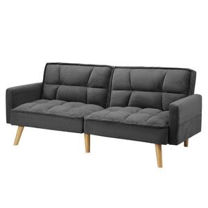 Oikiture Sofa Bed Convertible Velvet Lounge Couch 3-Seater Grey