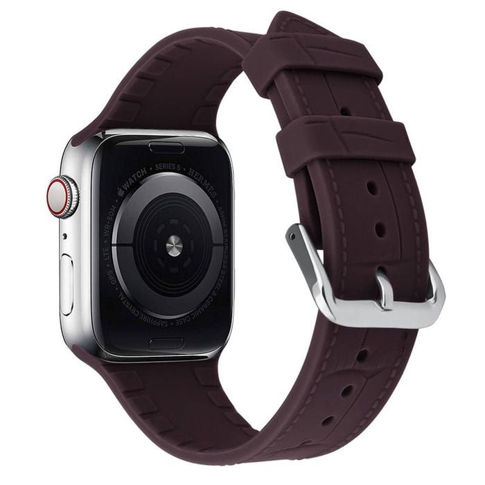 Embossing Silicone Sports Watch Band Strap - For Apple iWatch 38mm 40mm 41mm [42mm Series 10] (Plum)
