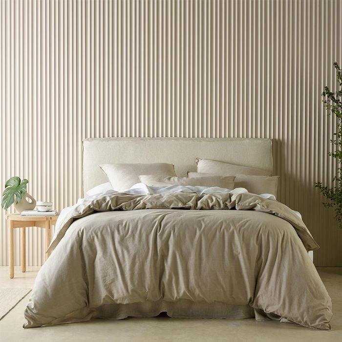 Bianca Acacia Quilt Cover Percale Cotton Sand - Queen Bed