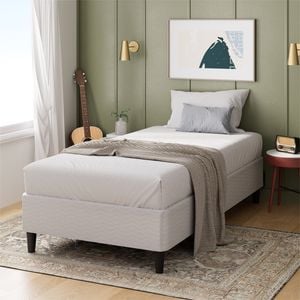Zinus King Single Fabric Bed Base Ensemble Base - White