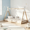Oikiture Wooden Bed Frame Single Timber Teepee House Base Platform