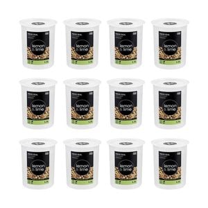 12PK Lemon & Lime Press Seal Food Storer Container 1.3L 13x13x15.5cm