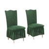 SOGA 2X Dark Green Chair Cover with Ruffle Skirt
