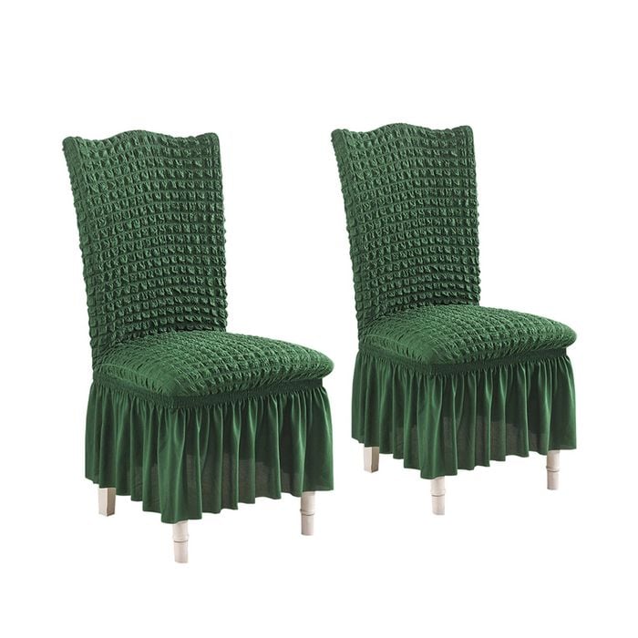 SOGA 2X Dark Green Chair Cover with Ruffle Skirt