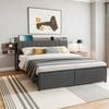 Artiss Metal Bed Frame King Size With 2-tier Hidden Storage With Charging Station