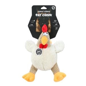 Paws N Claws Pet Fat Chook Soft Plush 28cm Toy w/ Built-In Squeaker