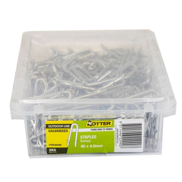 OTTER 2kg 40mm Galvanised Barb Staples Tub