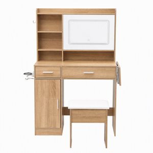 Artiss Dressing Table Charging Station LED Mirror Wood