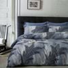 300TC Palm Leaf Blue Reversible Cotton Quilt Cover Set Double