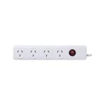Click White 4 Outlet Powerboard With Master Switch