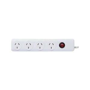 Click White 4 Outlet Powerboard With Master Switch