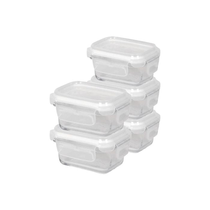 Harbour Housewares Glass Food Storage Containers with Lids - 150ml - Pack of 5