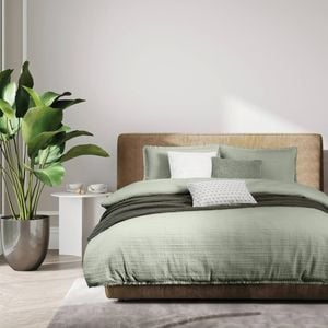 Bas Phillips Haven Cotton Waffle Quilt Cover Set Home Bedding Queen Moss