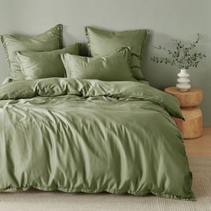 Natural Home Bamboo Tailored Quilt Cover Set Eucalyptus King Single Bed