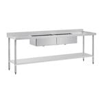 Vogue Double Bowl Sink Double Drainer - 2400mm 90mm Drain - Commercial Stainless Steel Sinks (HC909)