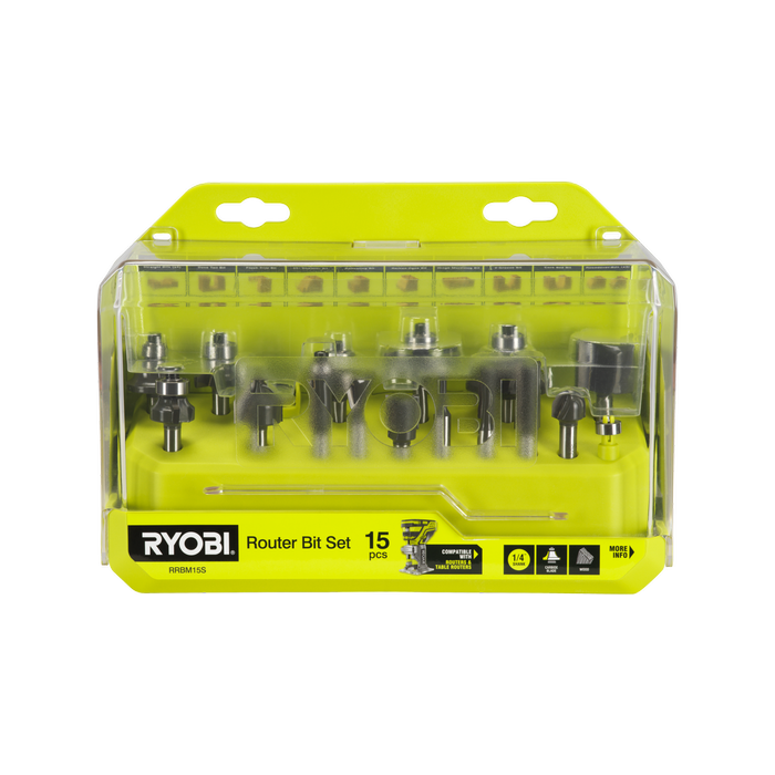 Ryobi 15-Piece Mixed Router Bit Set RRBM15S