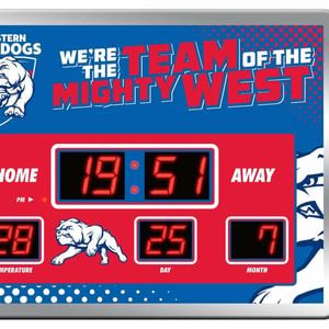 AFL LED Scoreboard Clock - Western Bulldogs - 45x33cm - Time Temp Date