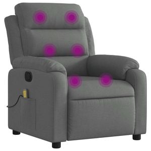 vidaXL Massage Recliner Chair Single Sofa Armchair Living Room Dark Grey Fabric