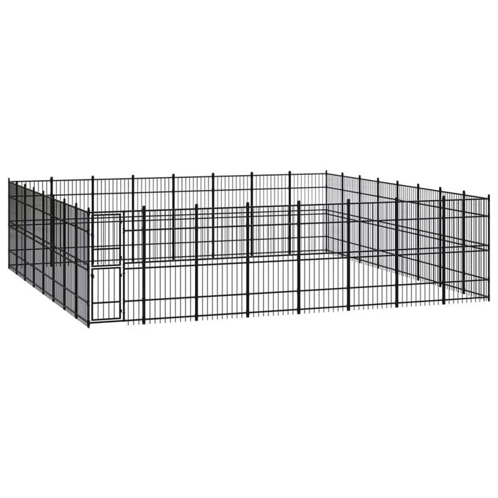 vidaXL Outdoor Dog Kennel Steel Garden Puppy Pet Enclosure Supply Cage House