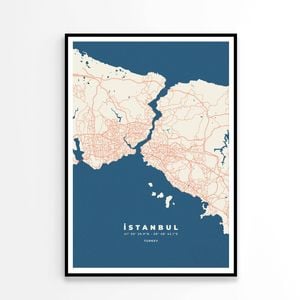 Istanbul City Map Road  Print 100% Australian Made 60x90cm  (Poster)