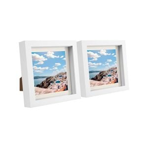 Nicola Spring 6" x 6" White 3D Box Photo Frames - 4" x 4" Mount - Pack of 2