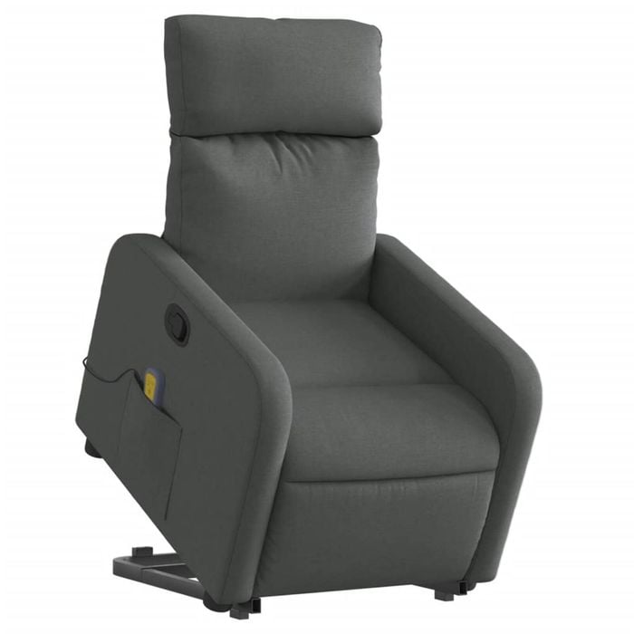 vidaXL Electric Stand up Massage Recliner Chair Armchair Dark Grey Fabric