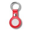 MEZON Red PU Leather Protective Case Holder for Apple AirTag with Keychain Ring