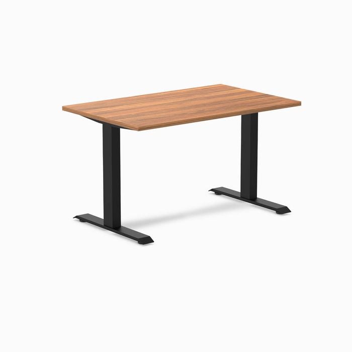 Desky Fixed Height Prime Oak Melamine Desk 120x75cm Matte Black Leg