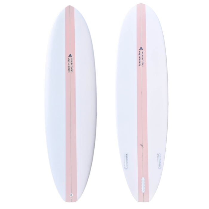 Summer Vibes Mini Mal Funboard Surfboard - Pink - Pink, 7'0" X 20 3/4" X 2 3/4" 46.2l