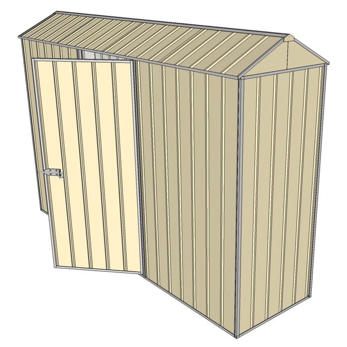 Build-a-Shed 0.8 x 3 x 2.1m Gable Single Hinged Side Door Shed - Cream