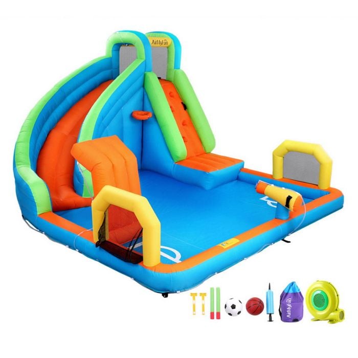 AirMyFun Kids Inflatable Pool Water Park Slide Cannon Splash Castle Outdoor Toys 427X374CM