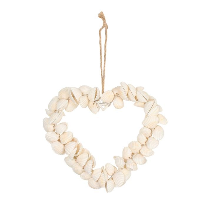 Maine & Crawford Lulu Shell 18cm Heart Decoration Hanging Small - White