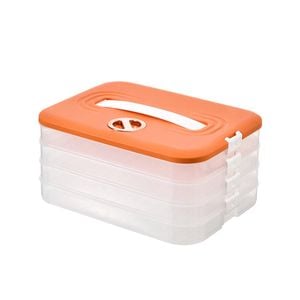 Catzon Stackable Dumpling Box 4-Layer with Lid & Time Scale for Storage-Orange