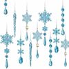 P&P Blue Crystal Acrylic Christmas Tree Icicle Snowflake Ornaments Set 18pc Gift Set