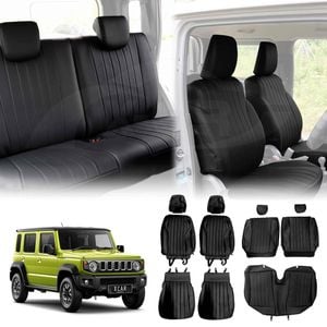 Seat Covers Full Set for Suzuki Jimny XL 5-Door 2023-Onwards Black Premium Vintage PU Leather Interior
