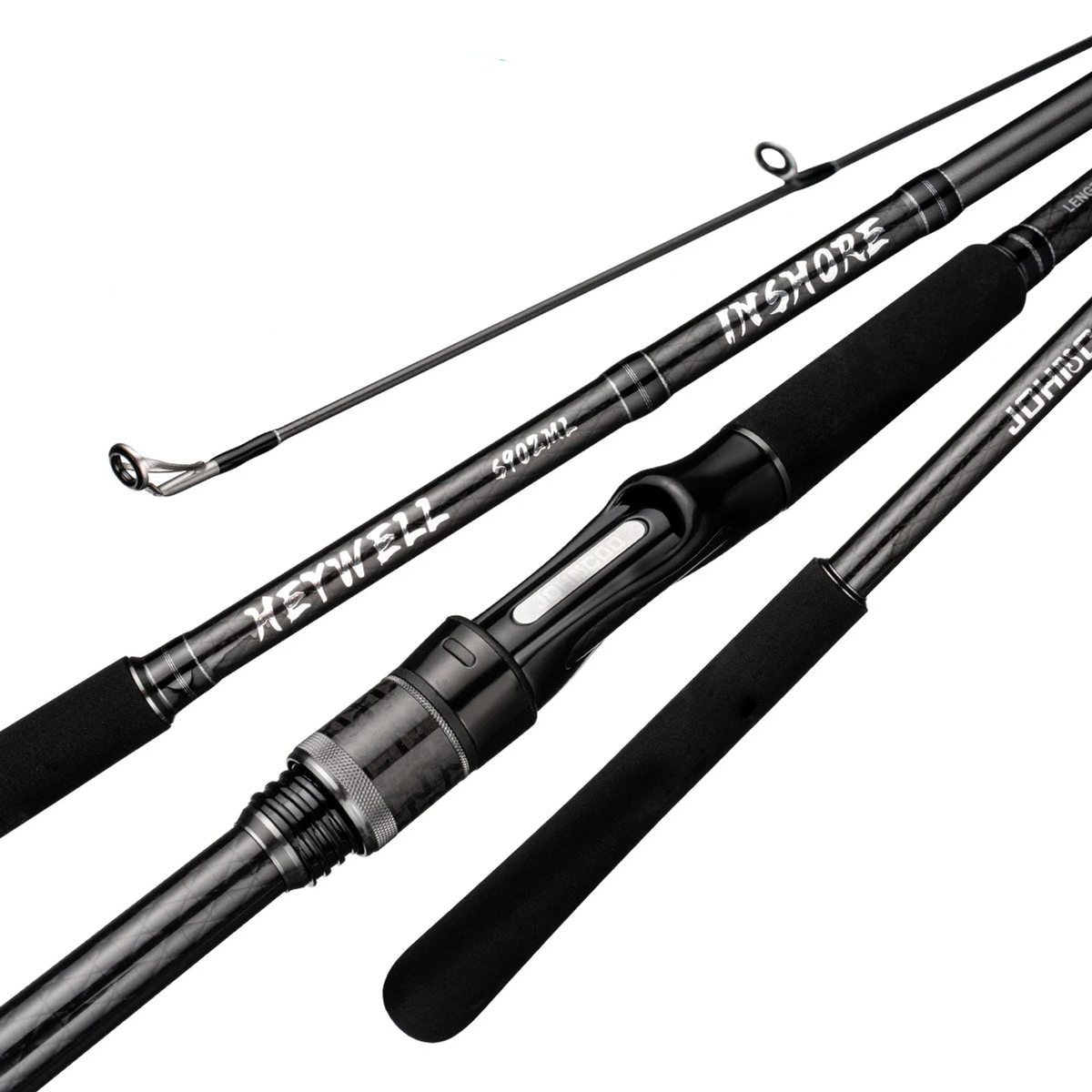 NNEOBA Inshore Spinning Fishing Rod Long Casting Carbon Rod Black ...