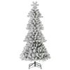 Costway 1.8M Flocked Christmas Tree w/Snowflake Lighted Topper Home Shop Carnival