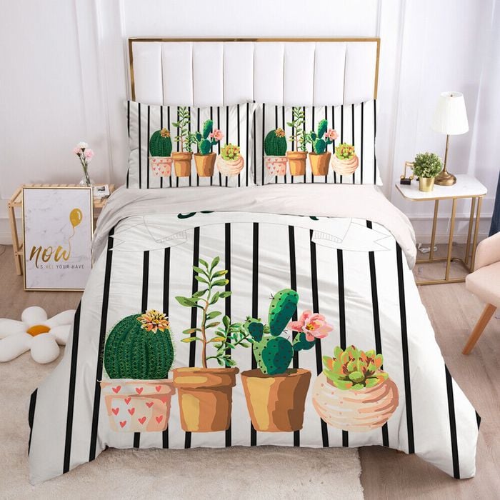 3D Cactus Succulent 367 Bed Pillowcases Quilt King Size