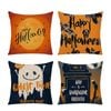 Catzon 4 Pcs Scary Throw Pillow Covers Linen Cushion Case for Decor 50X50cm